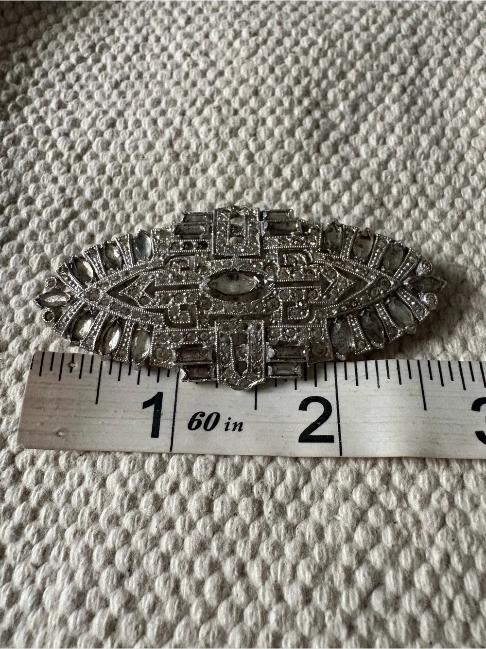 Vintage Estate Brooch Pin Art Deco Style Revival 50s Silver Tone